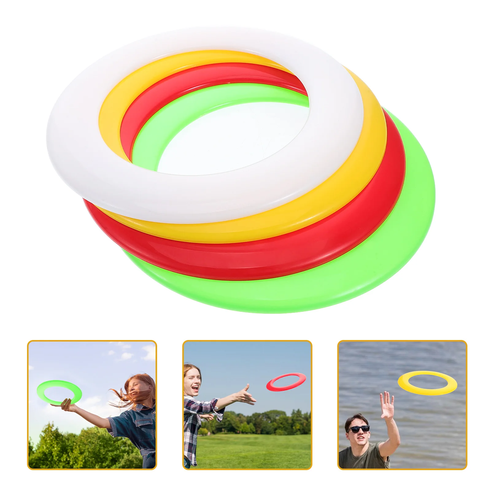 

4 Pcs Ring Mini Flying Discs Bulk Reusable Beach Toys Garden for Outdoor Round