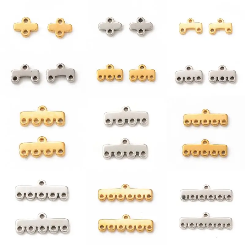 100Pcs Stainless Steel Layer Necklace Bracelet Clasp Bails 2/3/4/5/6/7  Loops Drop Earrings Chains Connectors Jewelry Links