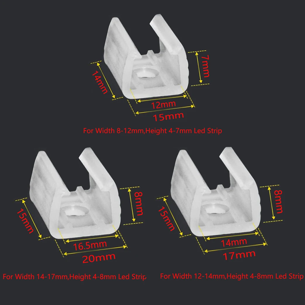 Led Connector Fix Clips Plastic Accessories Mounting Fixing on Wall For 6MM 8MM 10MM 12MM 14-17MM COB RGB 5050 Neon Strip Light
