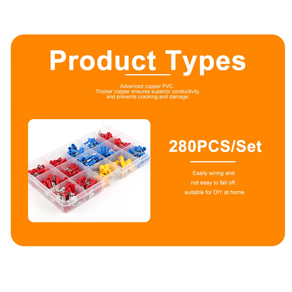 280 قطعة/المجموعة معزول تجعيد المجرف سلسلة محطة AWG 22-16 16-14 12-10 أحمر أزرق أصفر سلك كابلات الموصلات الذكور الإناث كيت #4