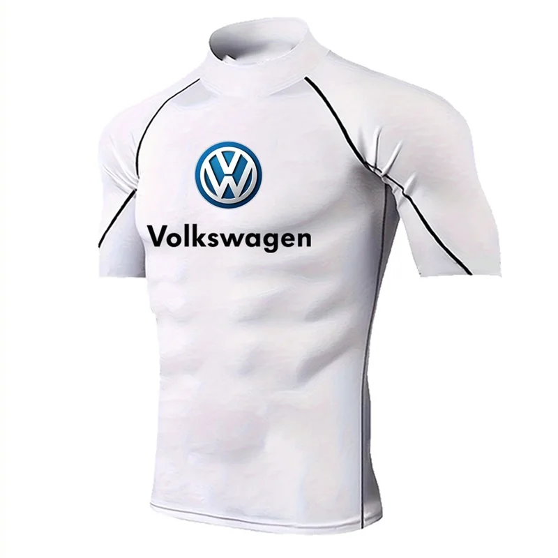 Volkswagen logo printed tight fitting fitness suit