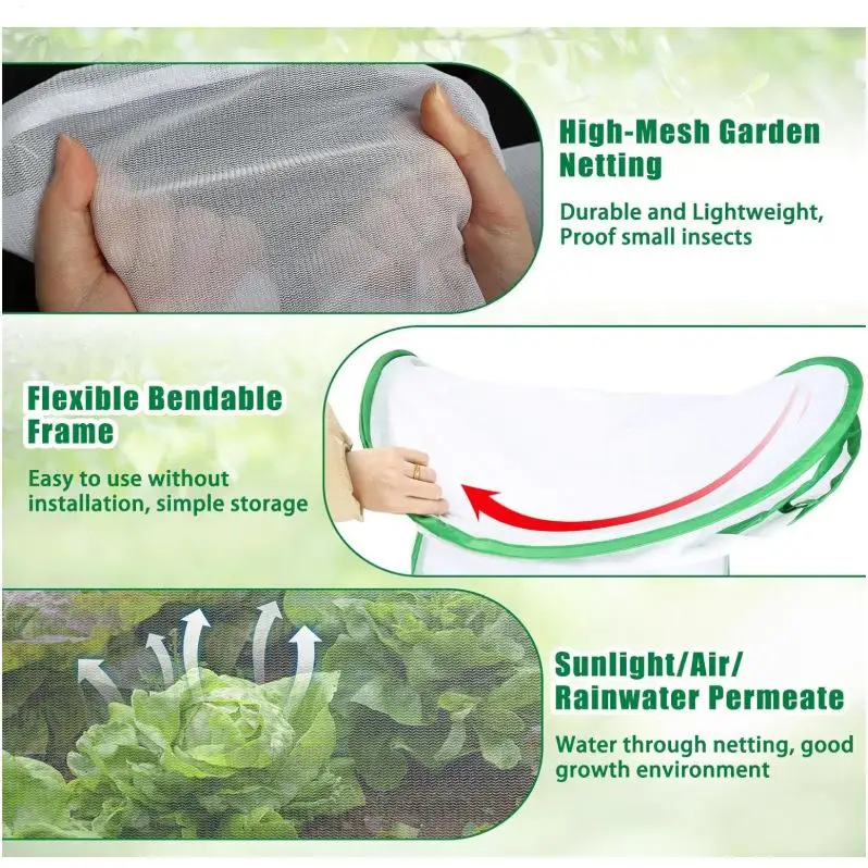 

Raised Bed Cover 3.94x1.97ft Foldable Portable Mesh Plant Protection Net For Fruits Vegetables Flowers Seedlings Crop Raised Bed