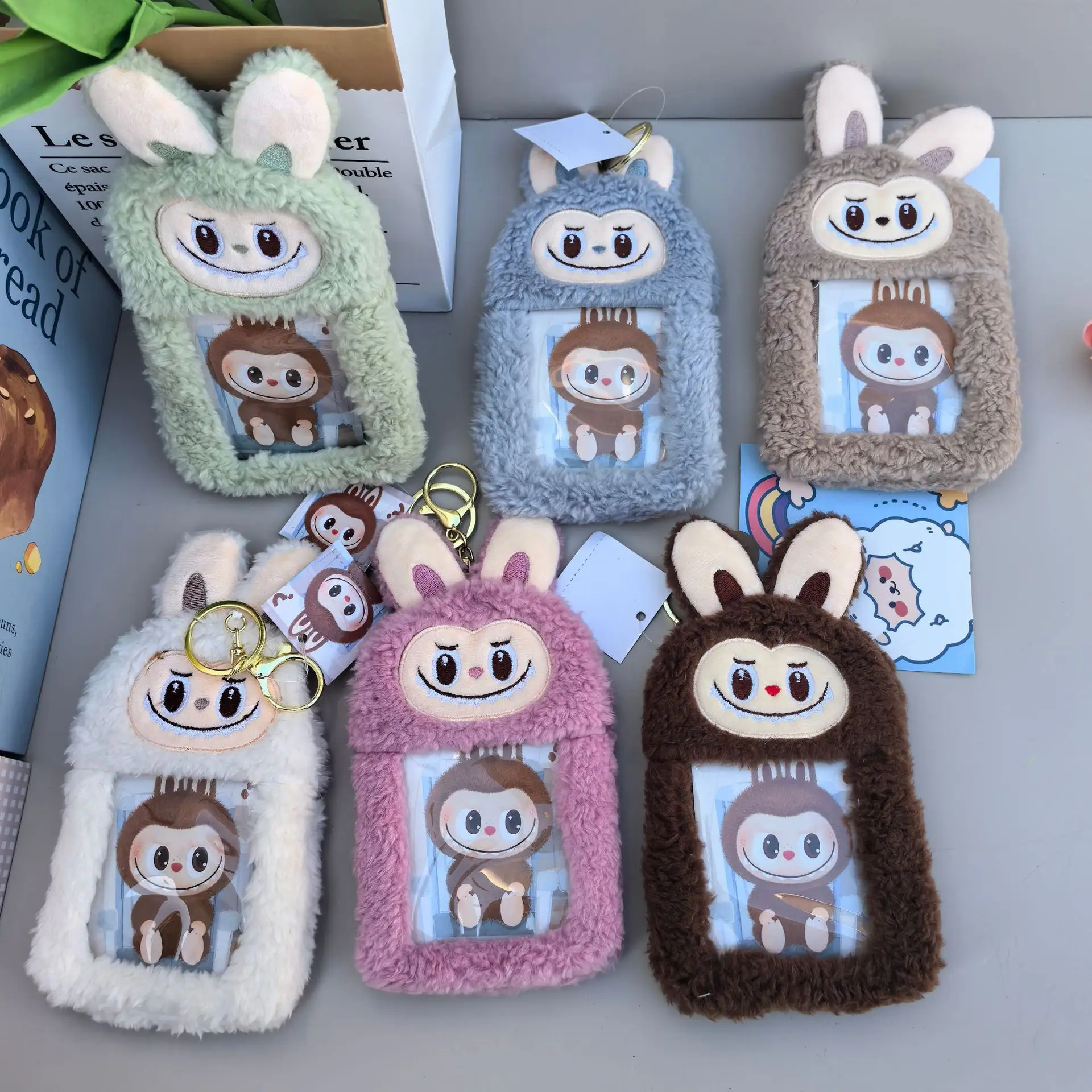 1pc Cartoon Plush Cloth Purse Card Bag Plush Small Wallet Bank Card Storage Bag