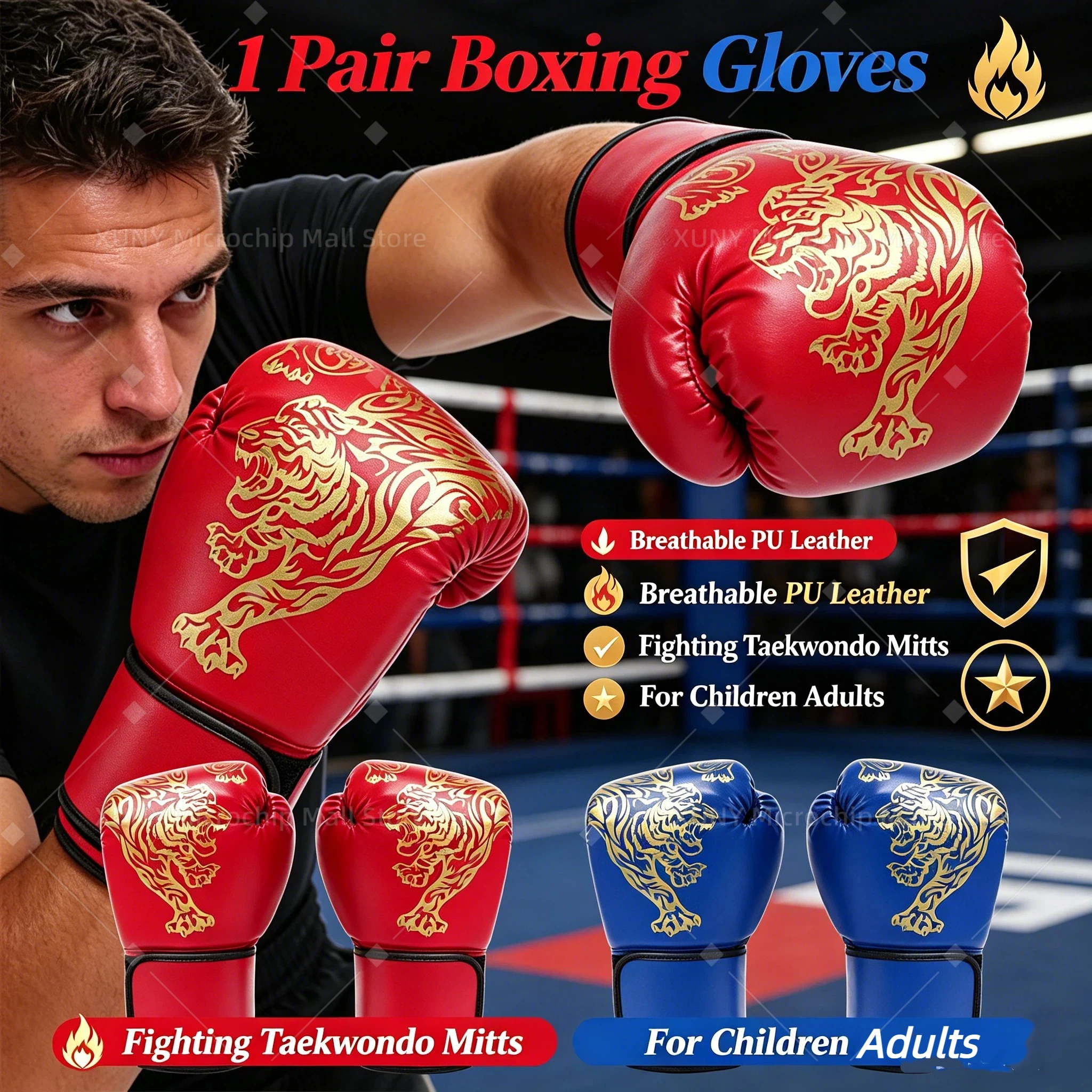 1Pair Boxing Gloves Breathable Kickboxing Gloves Comfortable Professional Boxing Gloves Punching Training Gloves for all