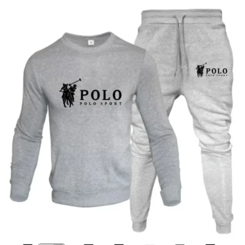 A two-piece set of men's round-neck pullover and jogging pants for autumn and winter fashion fitness outdoor casual  sportswear