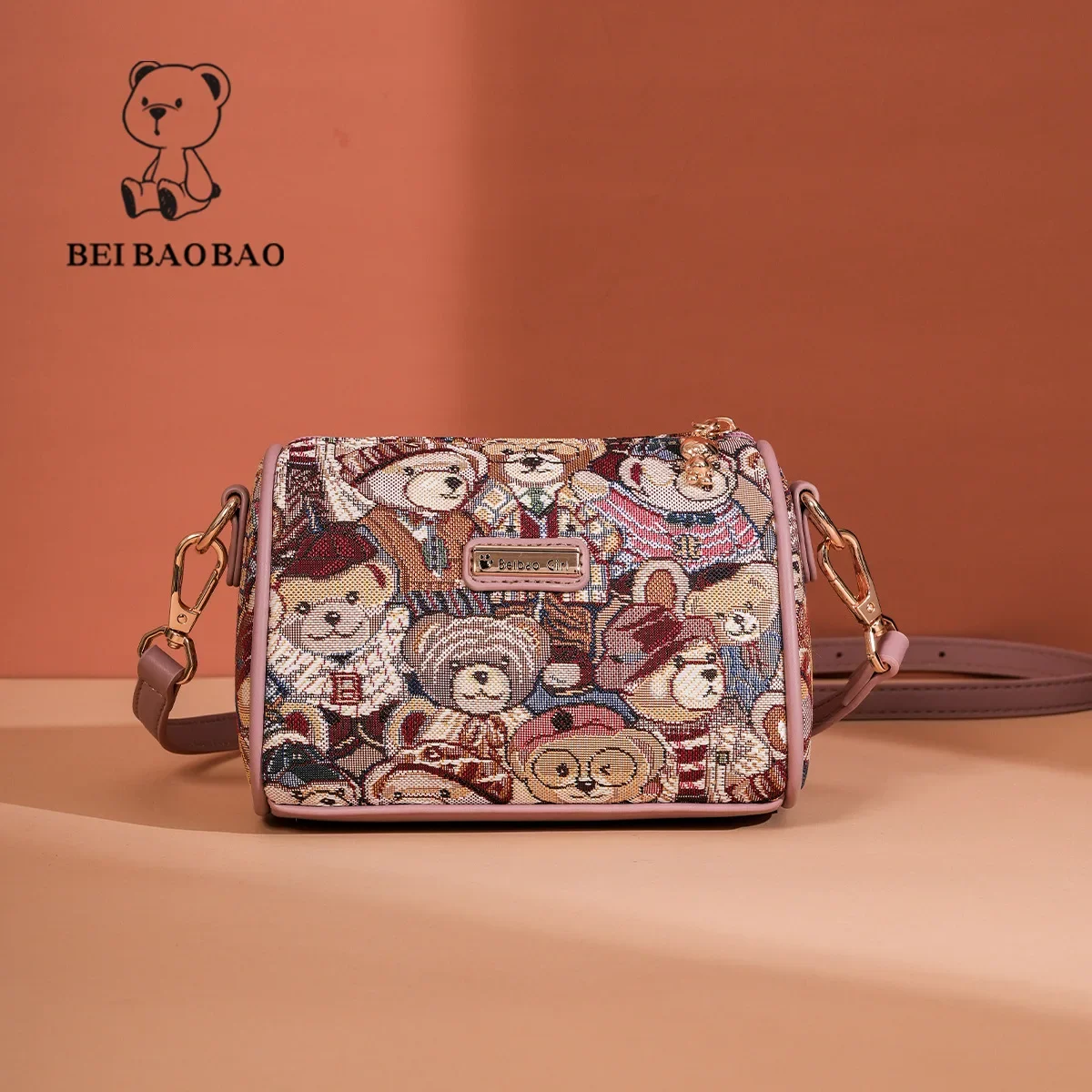 

2025 New Canvas Shoulder Bag Women's Cartoon Bear Crossbody Purse Casual Fashion Factory Direct