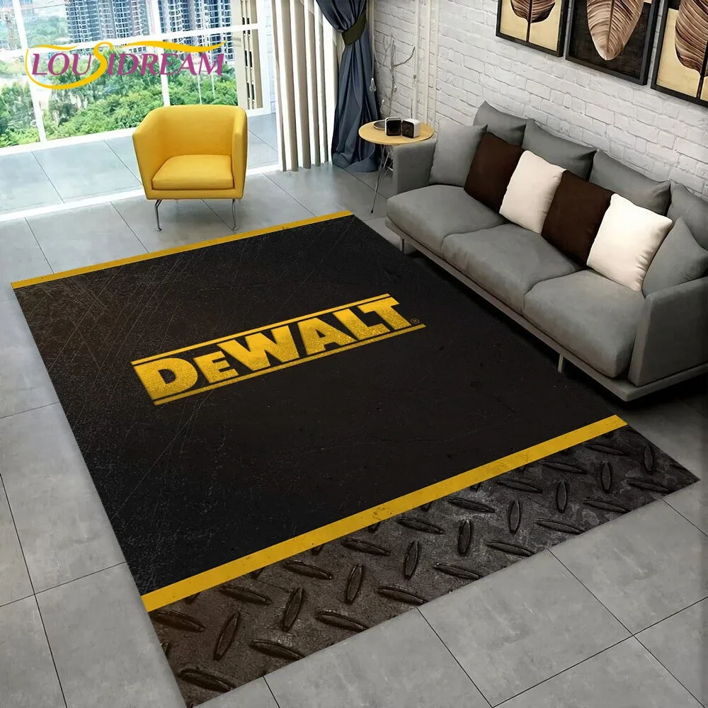 Tapis de sol 3D DEWALT avec logo d'outils électriques, tapis pour salon, chambre à coucher, canapé, paillasson, décoration, tapis de sol antidérapant pour enfants, Moto
