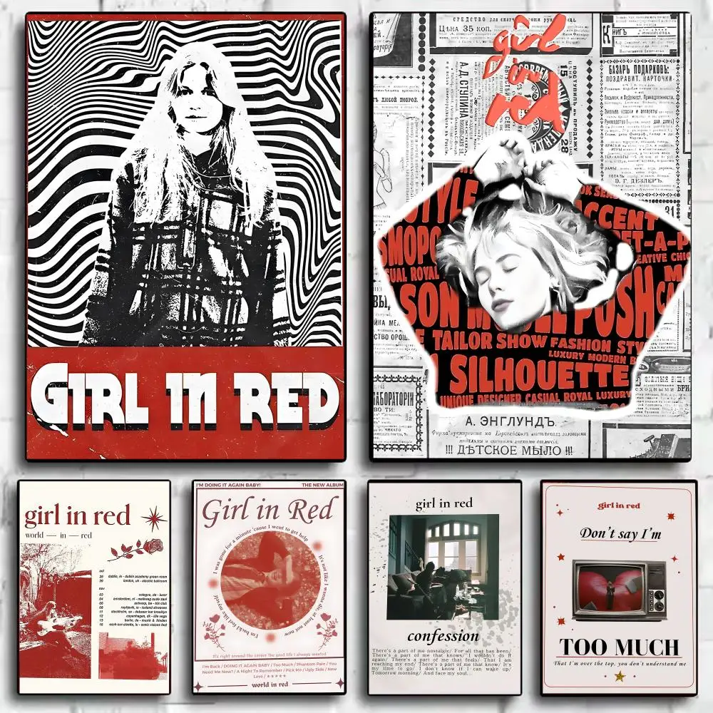 Affiche d'album de chanteur G_Girl en rouge, autocollants muraux décoratifs d'art, impression de photos murales pour décor de maison, salon, couloir