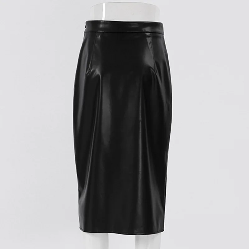 ارتفاع الخصر غير المتكافئة سبليت المرأة تنورة جلدية ربيع الخريف جديد Sle عادية عبر الحدود f طول تنورة