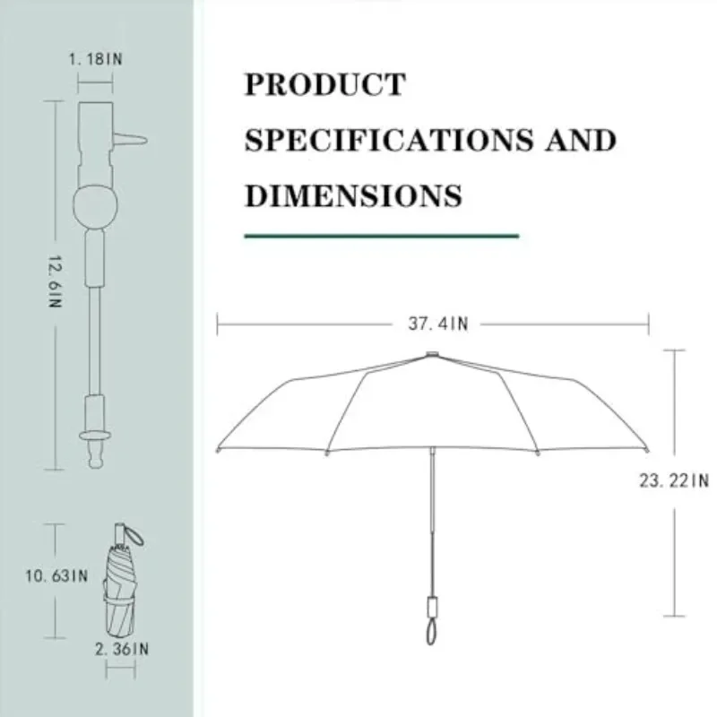 Golf Umbrella with Adjustable Universal Clamp Portable Umbrellas for Rain Manual Open & Close for Beach Chair Golf Cart Stroller