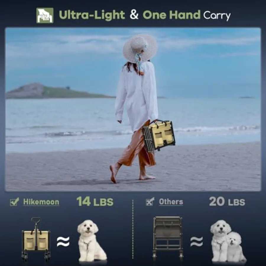 34'' Extra Lange Opvouwbare Wagons Karren Opvouwbare 360LBS Zware Opvouwbare Strandwagen met Wielen voor Boodschappen Tuin