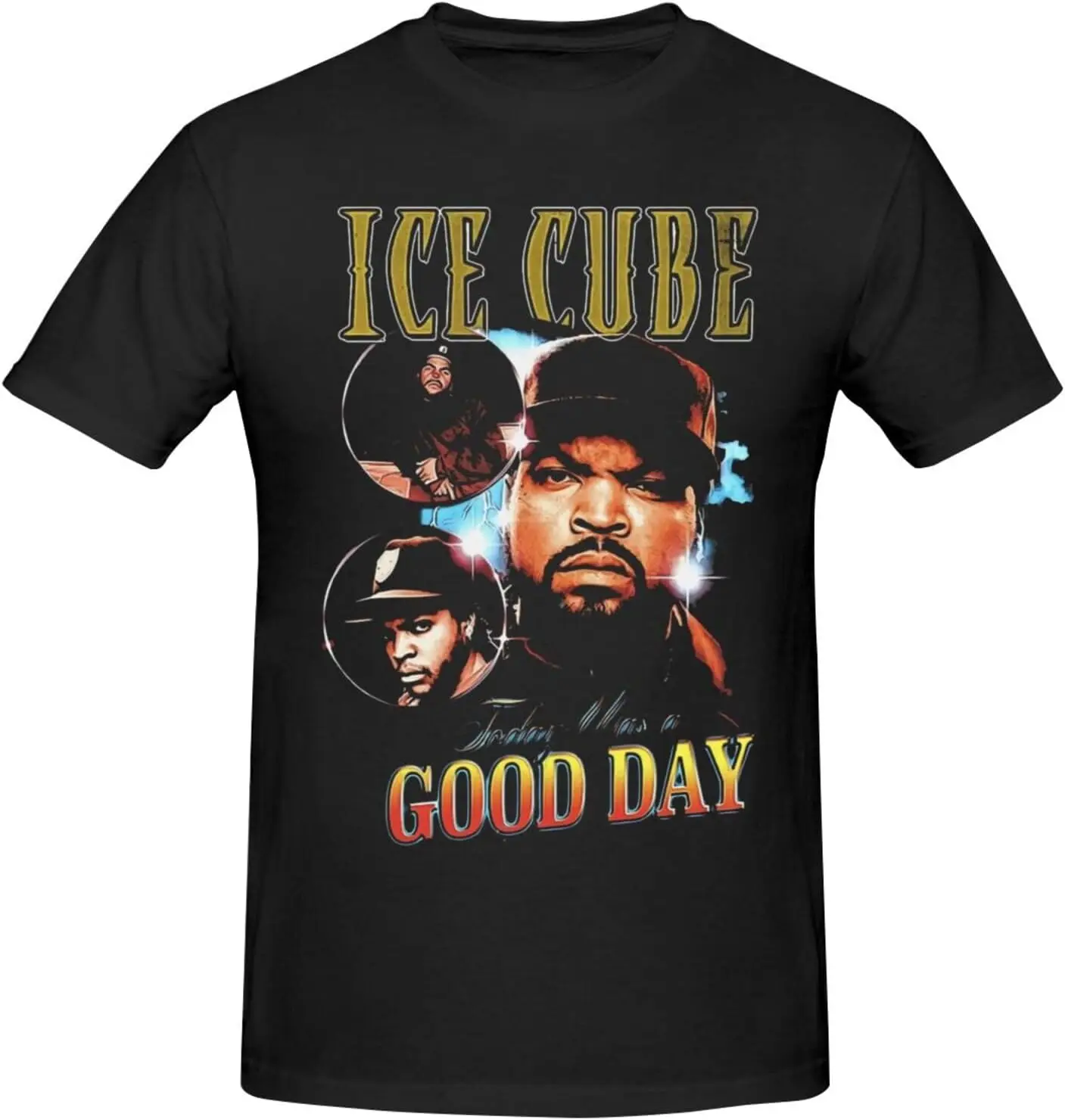 Ice Music Cube Shirt for Man Fashion Soft Breathable Cotton Short Sleeve T-Shirts Classics Casual Crew Neck Tees Black