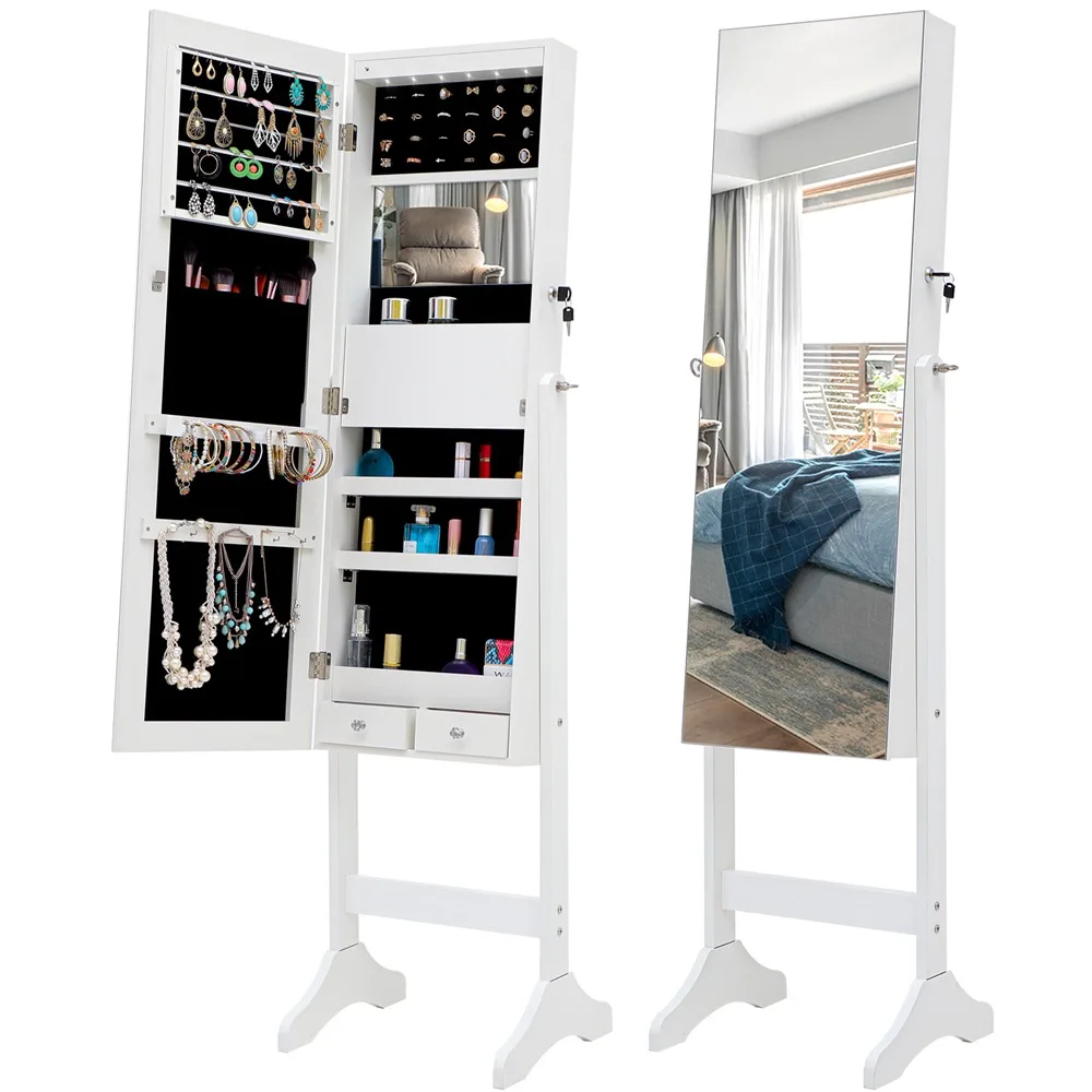 Fashion Simple Jewelry Storage Mirror Cabinet with LED Lights,For Living Room or Bedroom Jewelry Box Jewel Case