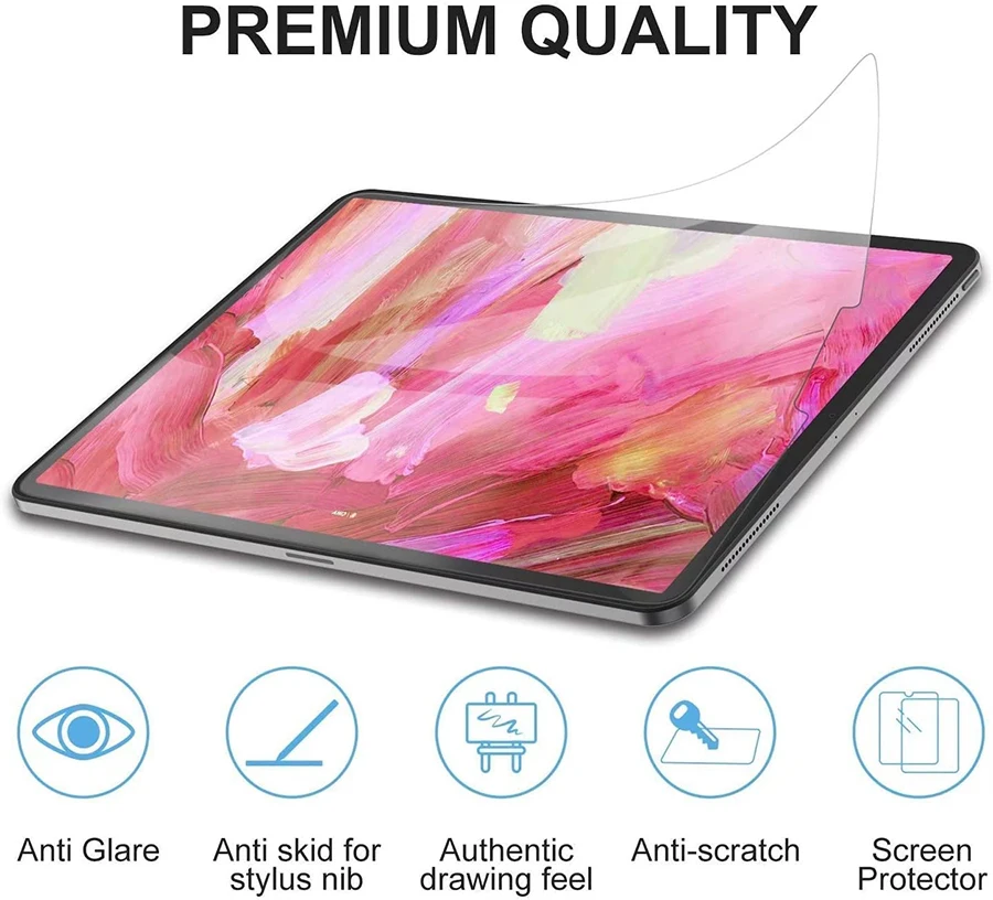 2 pçs tpu protetor de tela filme para ipad pro 11 12.9 2021 2020 2018 ipad ar 4 10.9 10.2 7th 8th mini 4 5 6 pet anti brilho filme