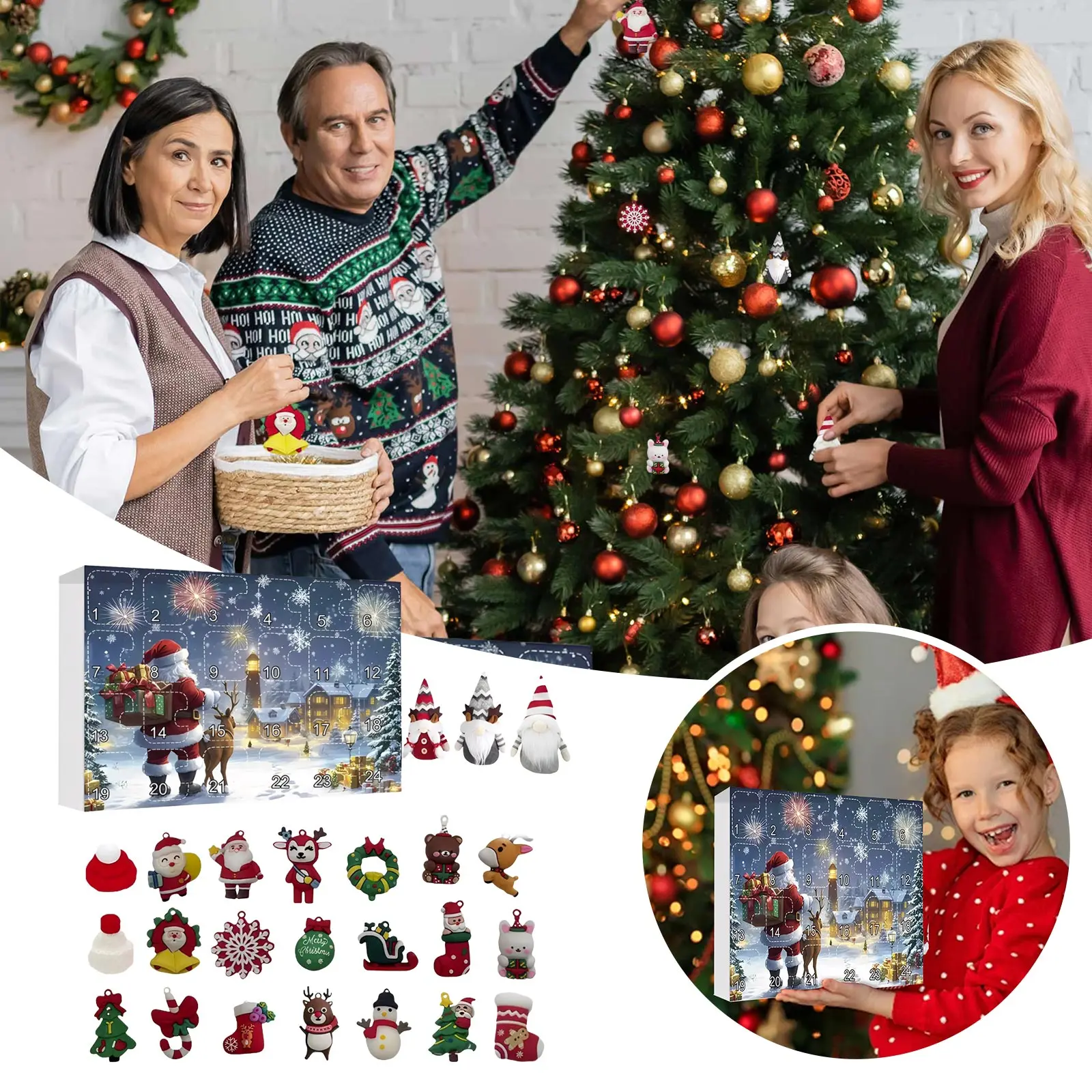 Kitchen Timer Cute Christmas Advent Calendar 2025 | 24 Surprise Ornaments With Santa Reindeer Snowman & Holiday One Hour Timer
