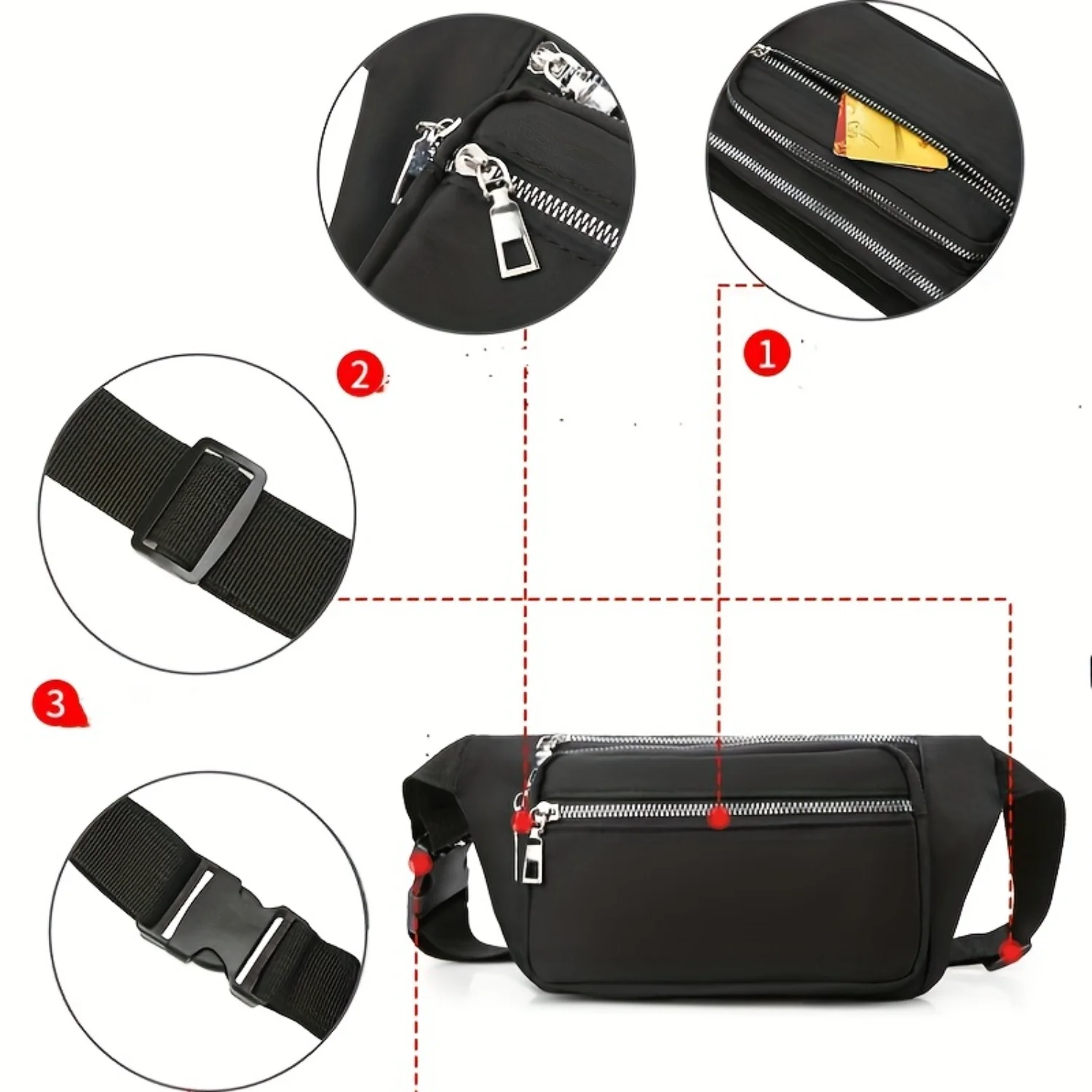 Bolso bandolera portátil minimalista, bolso cruzado deportivo para gimnasio, riñonera informal ligera y riñonera para viajes y fitness