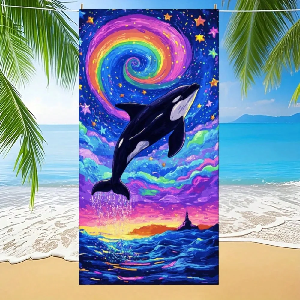 Newest Cartoon Surfing Leopard Floral Shirt Sunglass Print Quick Dry Beach Towel Kids Swimming Towel Quick Dry Towel