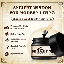 Himalaya Organic Natural Shilajit Resin, containing over 85 trace minerals and fulvic acid, provides energy, immune support, 30g