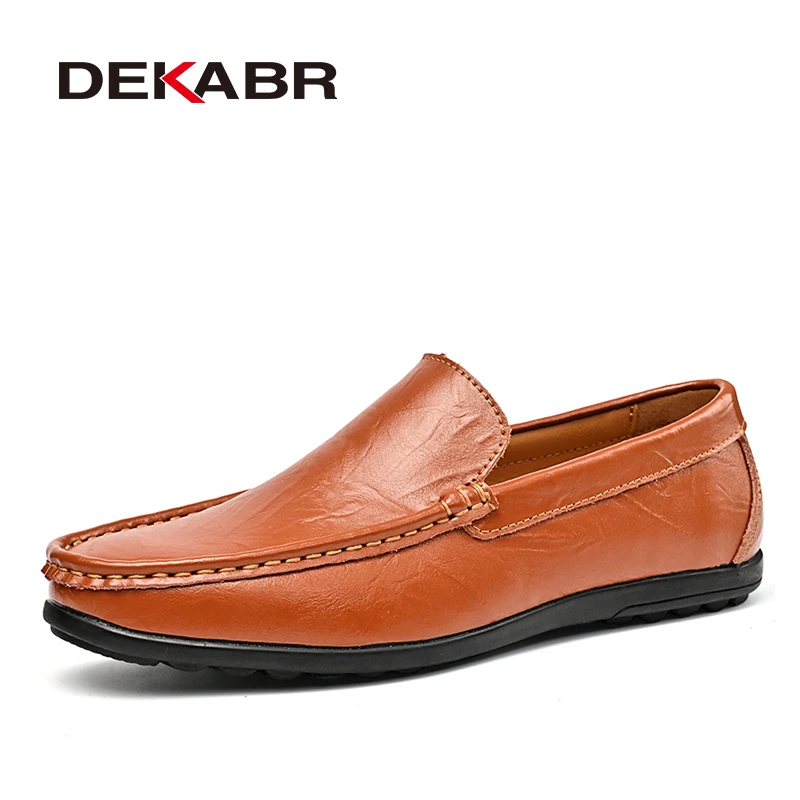 

DEKABR Large Size Men's Loafers Handmade Genuine Leather Non-Slip Sole Lightweight Business Travel Casual Shoes