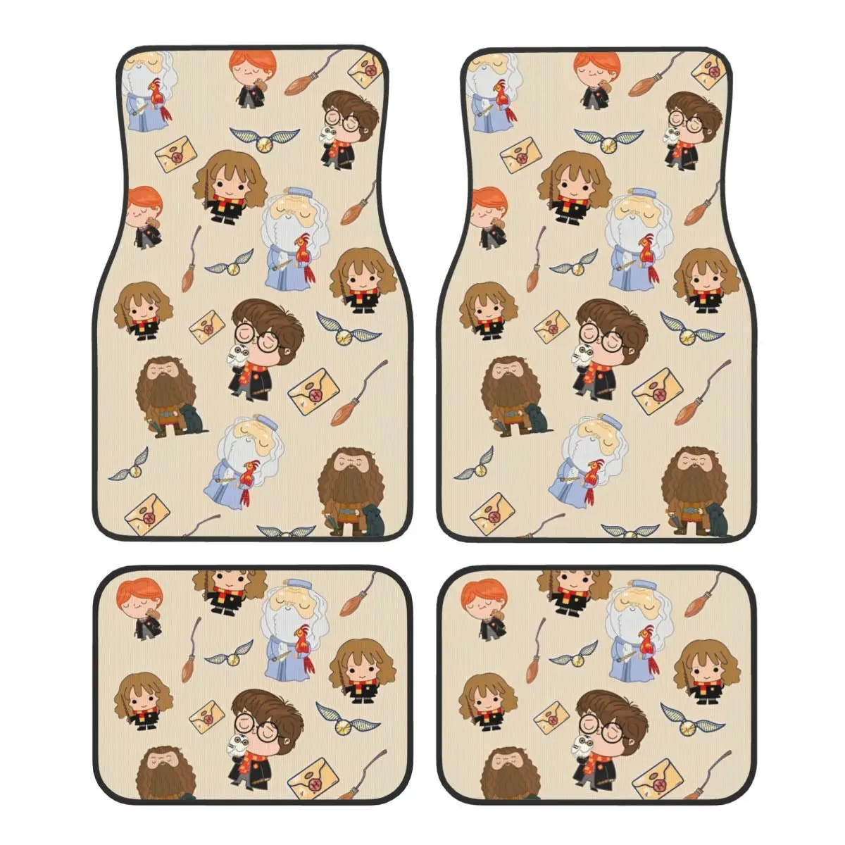 

HP мультяшные автомобильные коврики, полный комплект, противоскользящий универсальный автомобильный напольный коврик, подходящий для фургонов и внедорожников