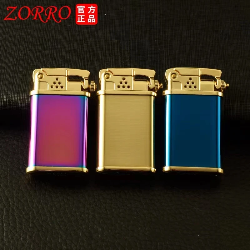 Zorro Genuine One-key Ignition Brass Kerosene Lighters with Anti-misstart Device Cigarette smoking Accessories Gadget Cool Gifts