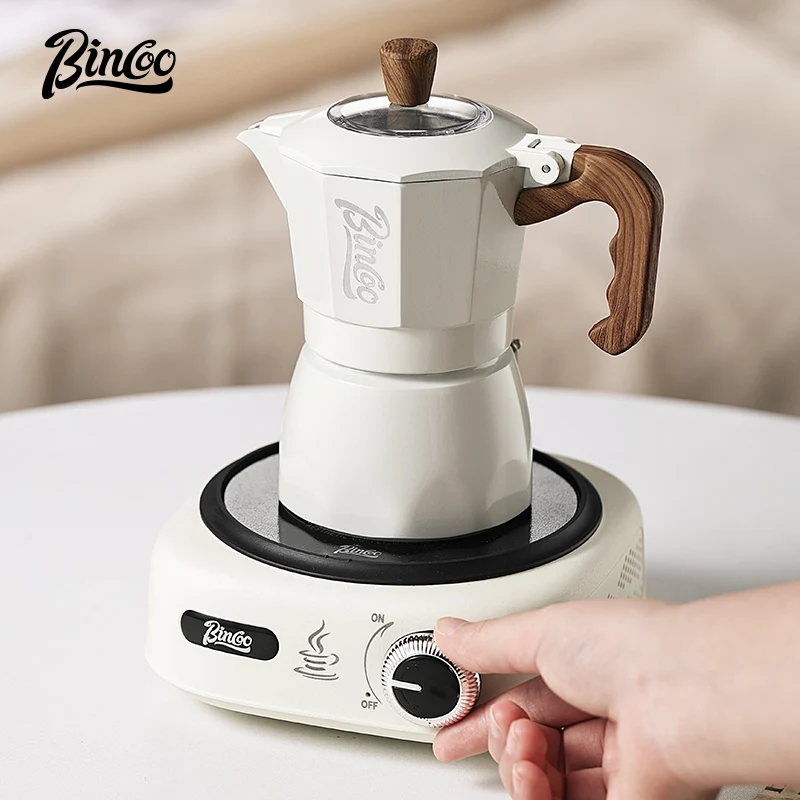 BINCOO double-valve mocha pot electric pottery pot brewed coffee pot home small Italian extraction hand-grinder set