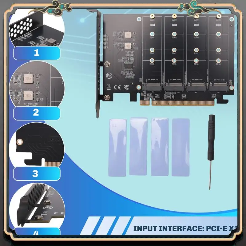 

ASMA-PCIE Tom.2 NVME Адаптер Nvme M.2 PCI Адаптер 32 Гбит/с PCI-E Карта PCI X16 M Key SSD Компьютерная карта расширения Добавьте видео