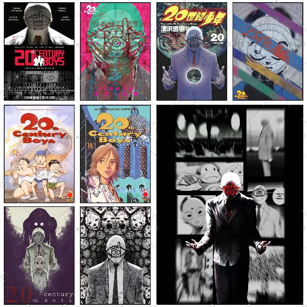 Popular 20th C-Century Boys Anime Poster Self-adhesive Wall Mural Art Waterproof Sticker For  Decor High Quality Print Gift