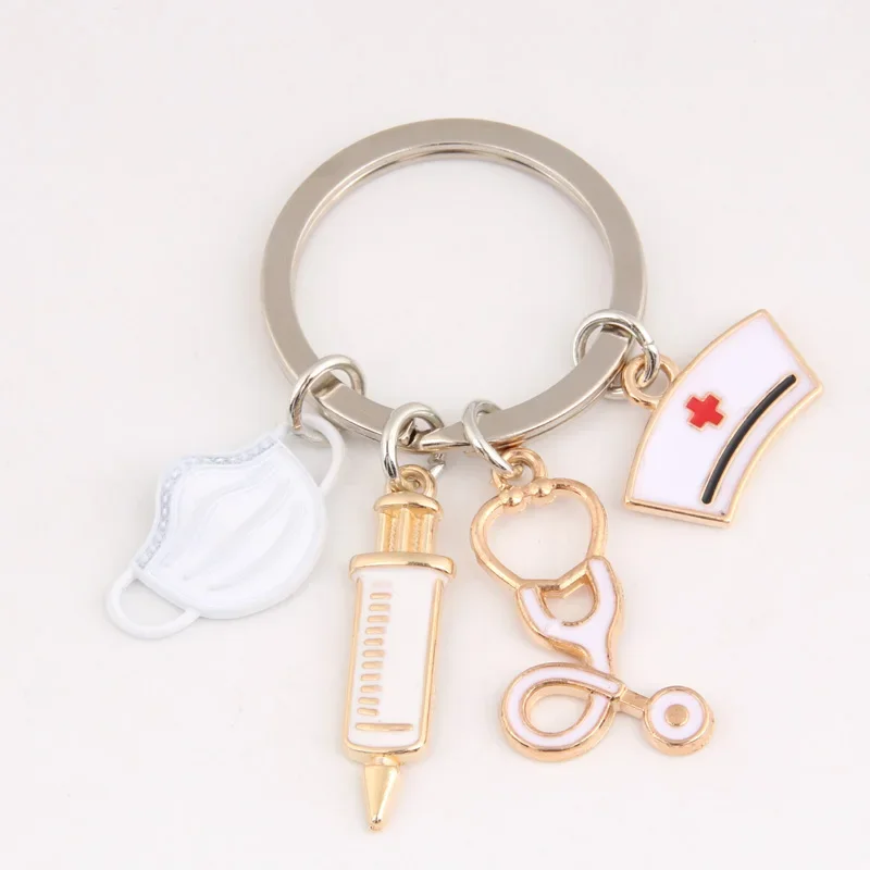 personality  Keychain Medical Tools Keyring Nurse Hat Keyring Small Gift DIY Jewelry Handmade