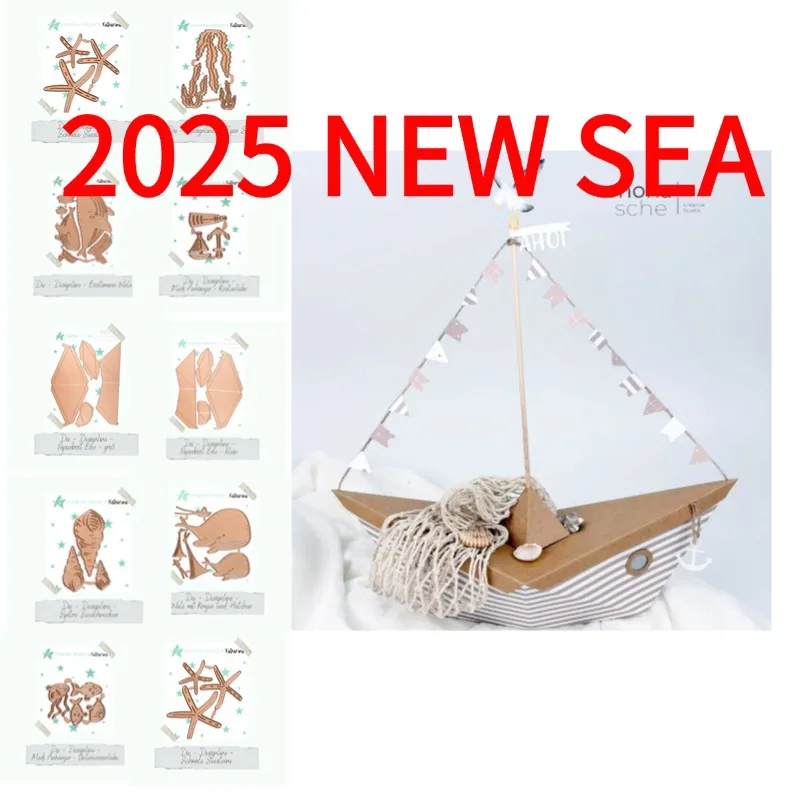 Paper Narrow Sea Star Algeria sea snail Love Wale Bootsman Boat Box Metal Cutting Die Stamp Stencil Photo Album Paper DIY Emboss