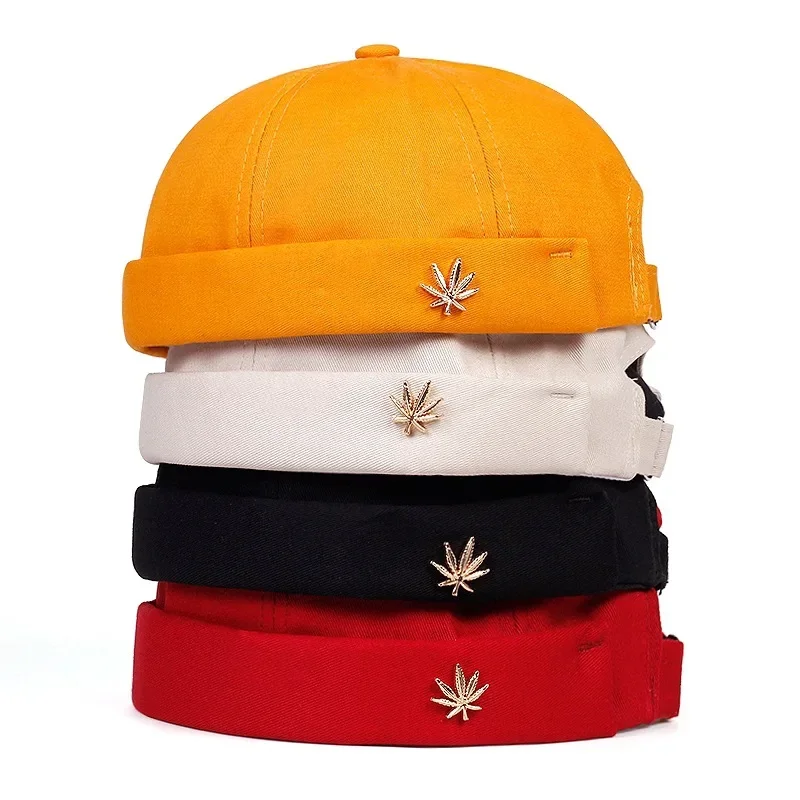 

Men Women Retro Dome Melon Brimless Beanie Cap Unisex Skullcap Sailor Cotton Mechanic Trendy Color Elastic Panels Docker Hat