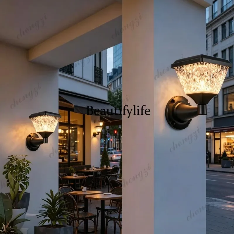 HR Outdoor wall lamp, waterproof courtyard garden, solar fence, outdoor corridor corridor terrace light