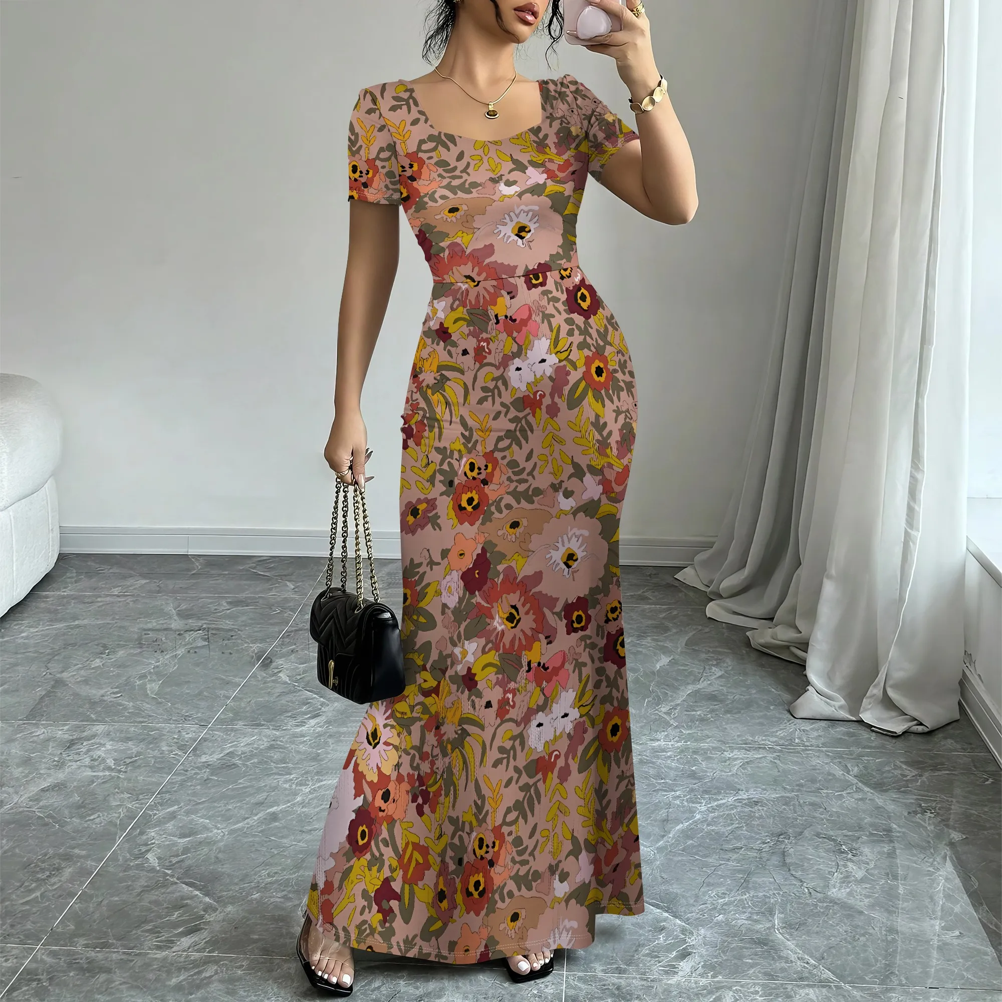 

Women's Ivory Lace Square-Neck Mermaid Dress Polyester Wedding Spring Elegant