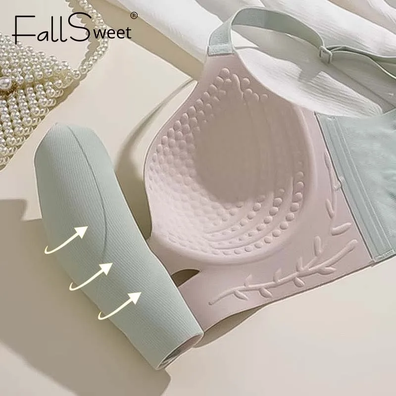 FallSweet Plus Size Bra for Women Push Up Seamless Wireless Bras Sexy Hollow Out Lingerie Thin Cup Brassiere Femme 34-46CD Cup