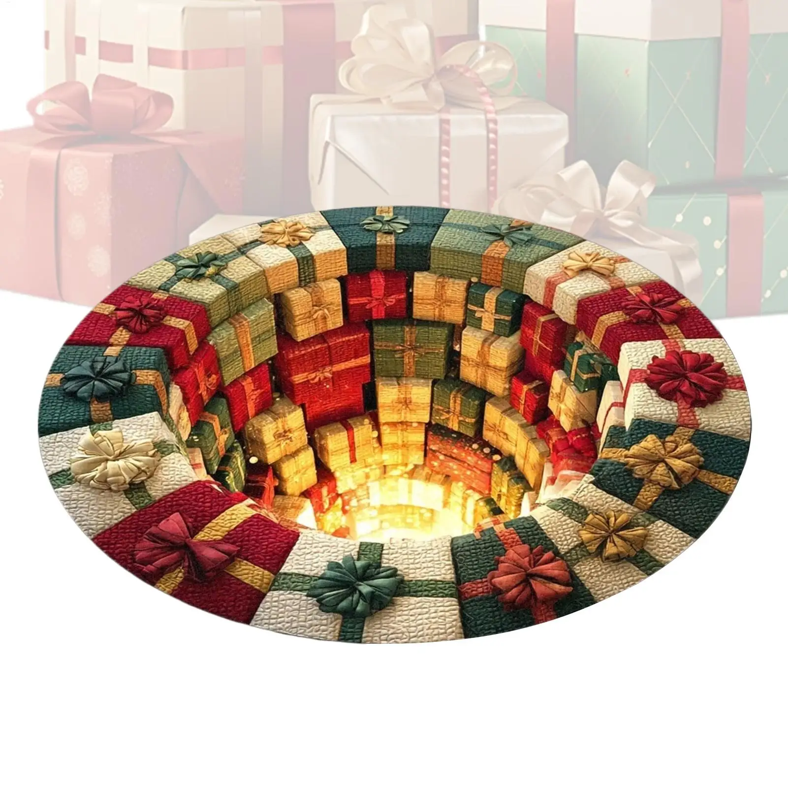 Christmas visual floor mat Soft Non Slip Optical Illusion Carpet Christmas Festive Floor Mat Christmas Optical Illusion Rug