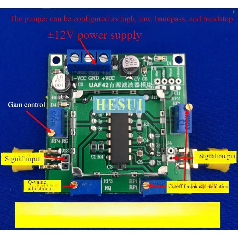 UAF42 High pass low pass bandpass active filter module