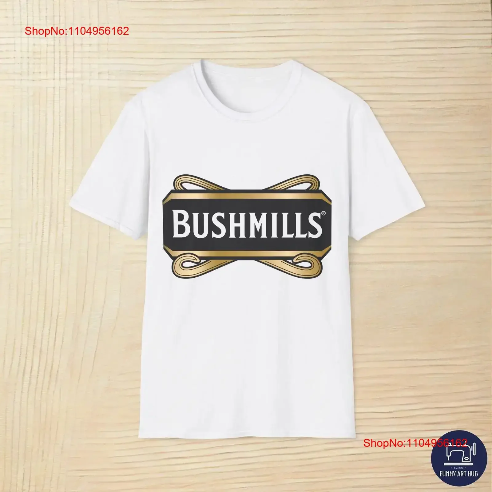 Camiseta con logo de Bushmills, manga larga o corta, estilo vintage, lavada, para uso diario, ligeramente estilo streetwear, gráfico, informal, elástica