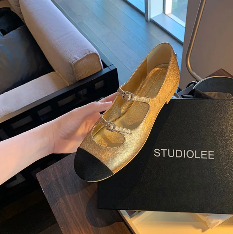 Dave&Di  Fasion French Elegant  Leather Flat Loafers Ladies Round Toe Shoes Retro Women Mary Jane Shoes Women Slip-On Loafers