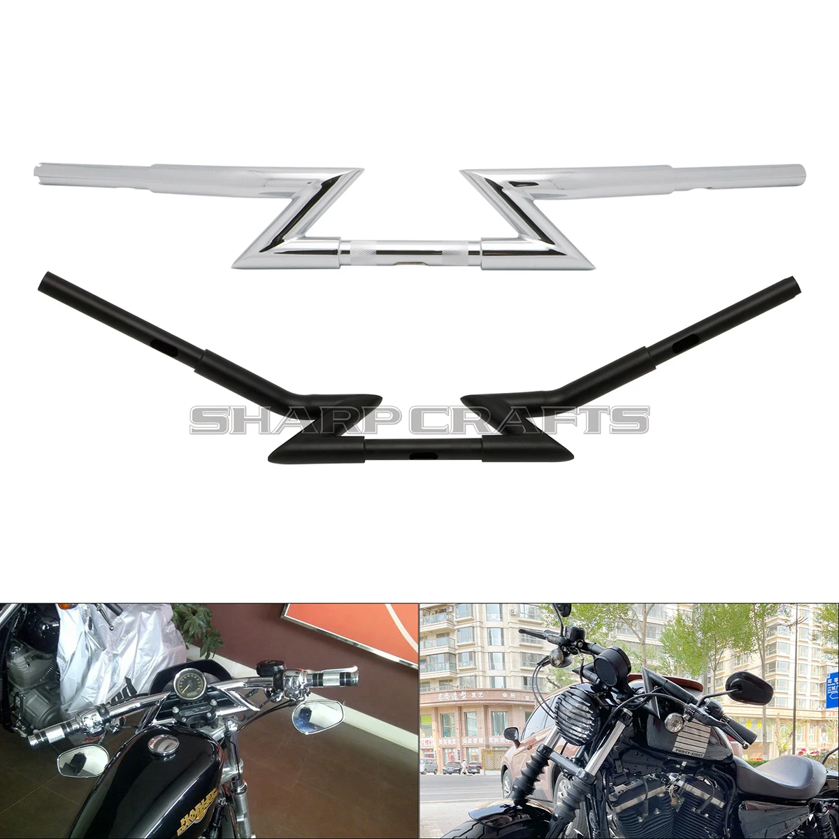 Motorcycle Handlebar 1" Z Bar Drag Bar For Harley-Davidson Softail Dyna Sportster XL Model 883 XL1200 Forty Eight Chopper Bobber