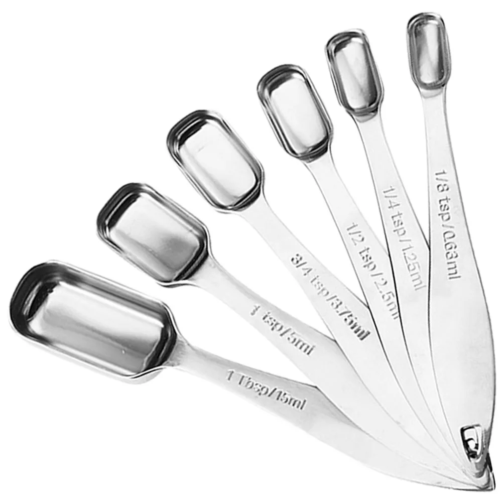 

6 Pcs Measuring Spoons Stainless Steel Teaspoon Set Table Spoon Seasoning Scoops Silver tablespoon measure spoon teaspoon set