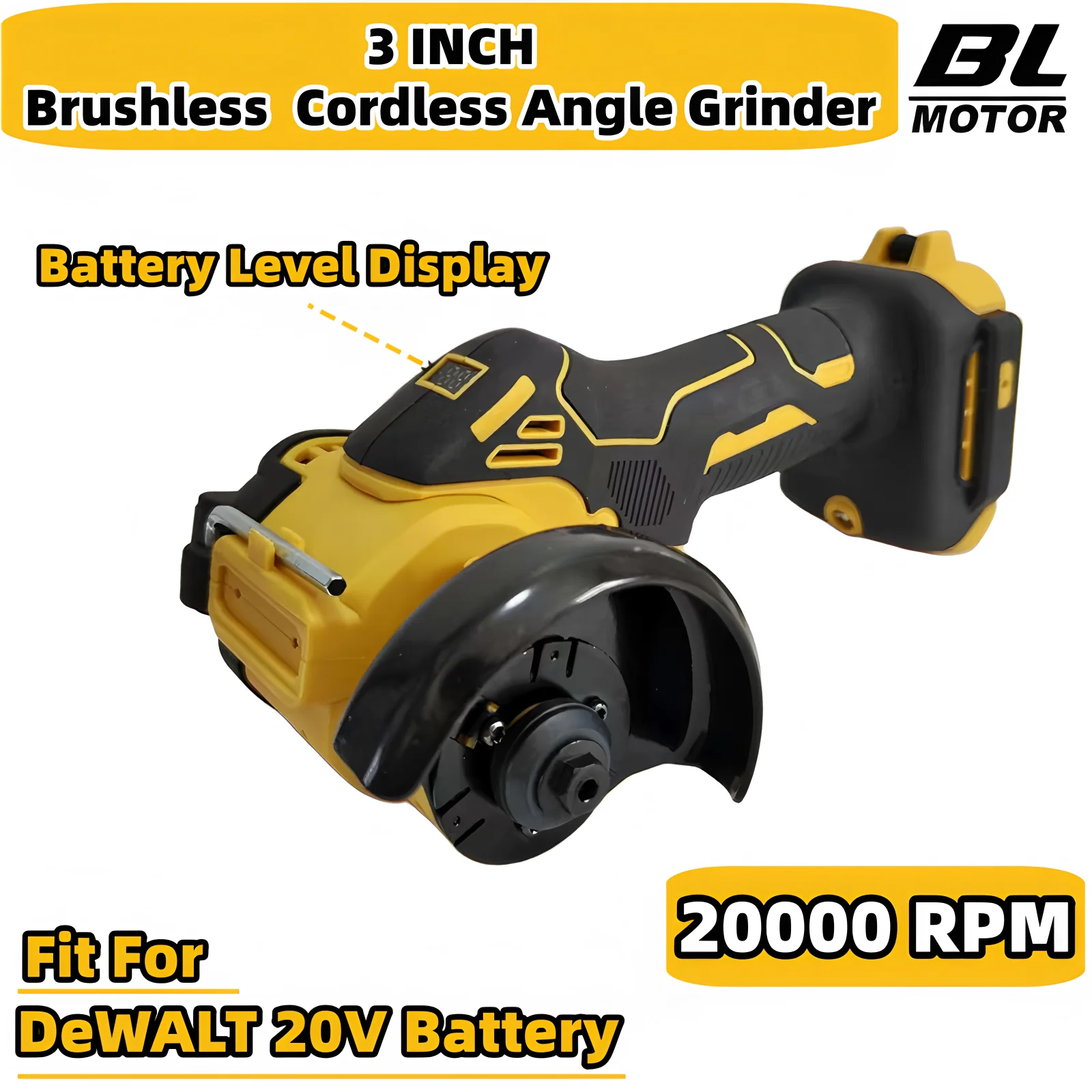 3-Inch Brushless Angle Grinder 20000 RPM Cutting Metal GrinderCordless Mini CUT OFF Tool Hight Power Tool For DeWALT 20V Battery