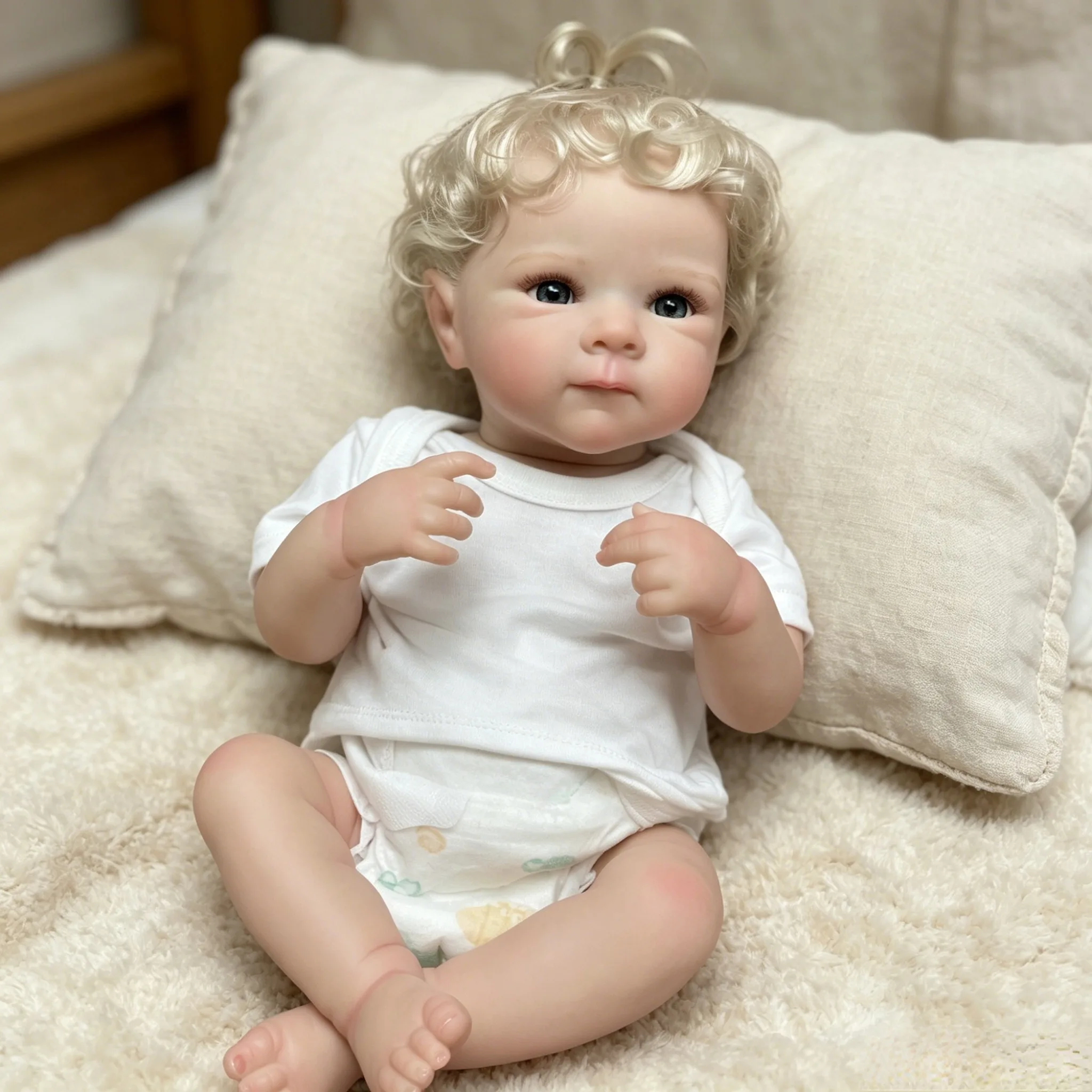 18 Inch Saskia1 Bettie Vinyl Reborn Baby Girl Doll, Full Body Lifelike Newborn, Real Touch Collectible Toy for Gift & Baby Simulation