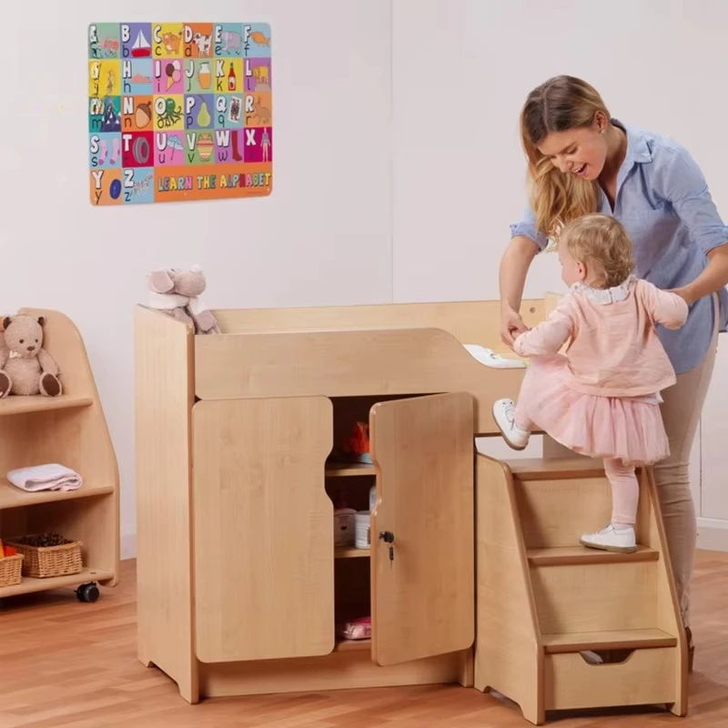 

Award-winning preschool organizes affordable changing tables to replace kindergarten wooden daycare equipment