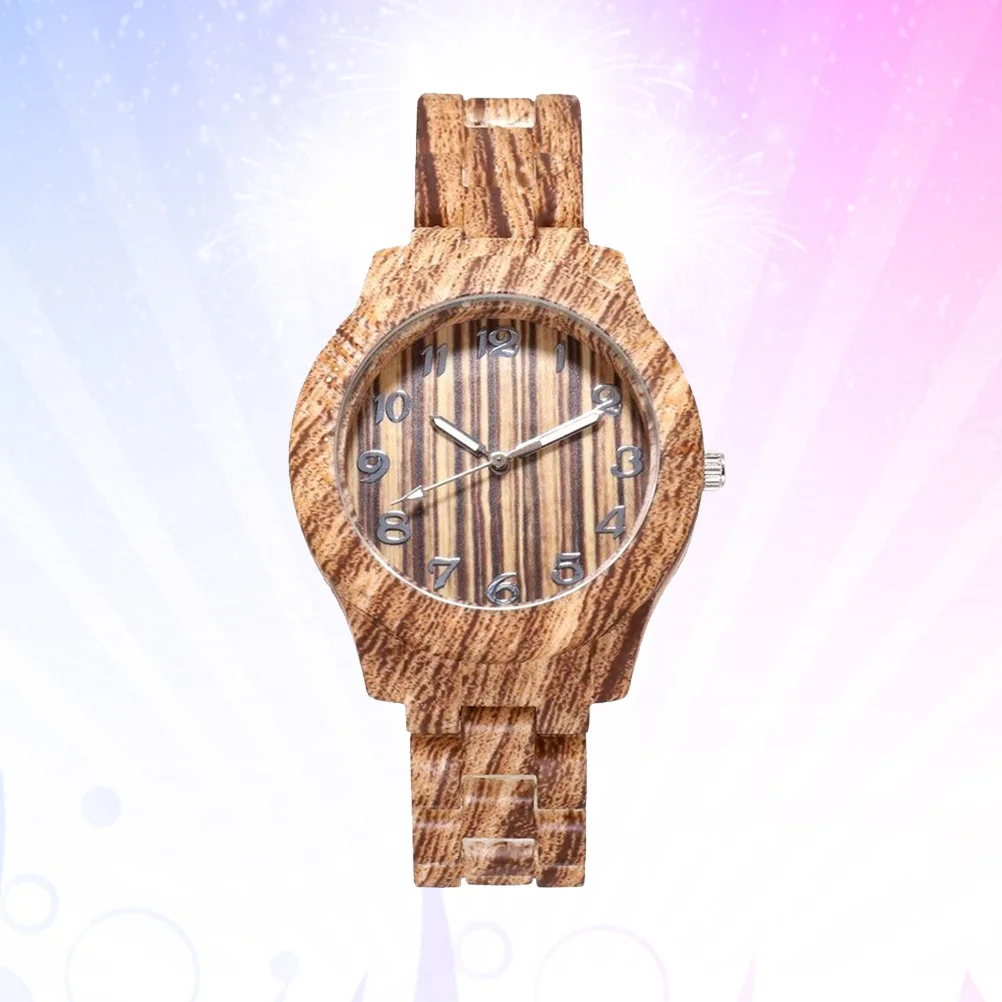 ساعة زوجين من حبوب الخيزران كوارتز عصرية للجنسين، حزام PVC متين، هدية في أي مناسبة، ساعة كوارتز قهوة خفيفة #1