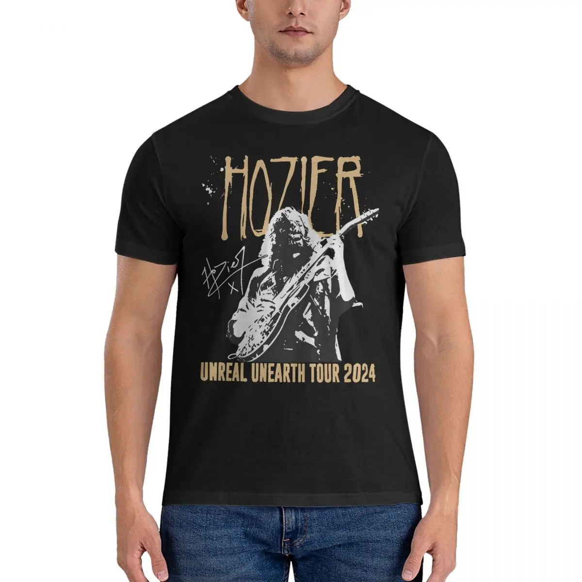 

Мужские футболки Unreal Unearth Tour 2024, футболка Hozier для отдыха, футболки с коротким рукавом и круглым вырезом, 100% хлопок, идея для подарка