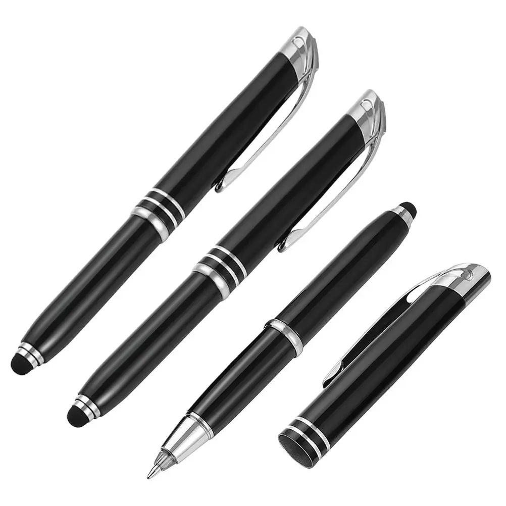 3Pcs Luminous Ballpoint Pens with LED Light Ergonomic Metal Design for Students Adults Touchscreen Use Writing Coloring