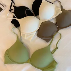 Front Button Underwear Women's Small Chest Push-up Large Empty Cup Without Underwire Lightweight Breathable Seamless Naked Bra