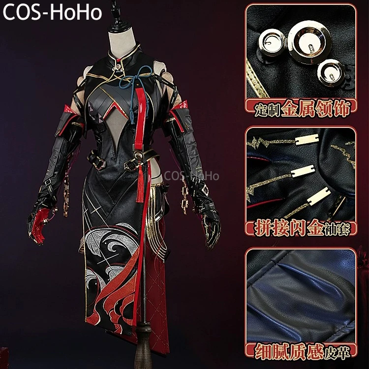 COS-HoHo Wuthering Waves Yinlin Judges Game Suit Cheongsam Dress Uniform Cosplay Costume Halloween Party Role Play Outfit Women