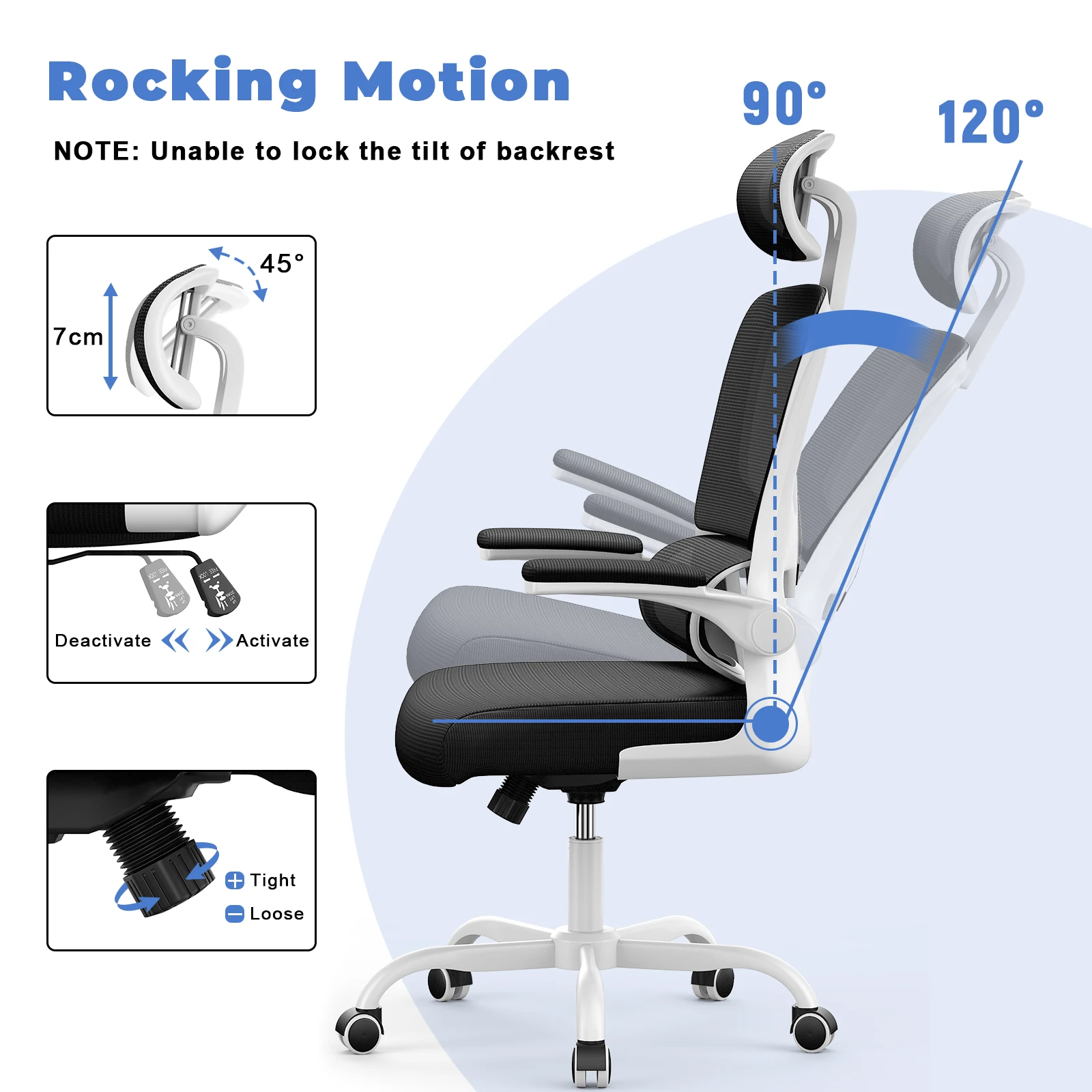 Ergonomischer Bürostuhl mit Lordosenstütze, Chefsessel mit hoher Rückenlehne, drehbarer Schreibtischstuhl, Computer-Arbeitsstuhl, Mesh-Gaming-Stuhl