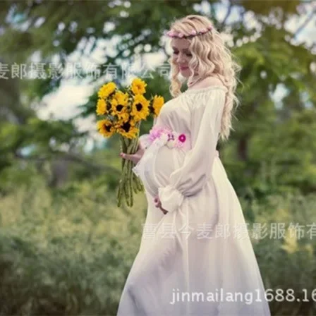 Nuovo stile reale bianco maternità pizzo vestito incinta fotografia puntelli gravidanza maternità servizio fotografico abito lungo camicia da notte